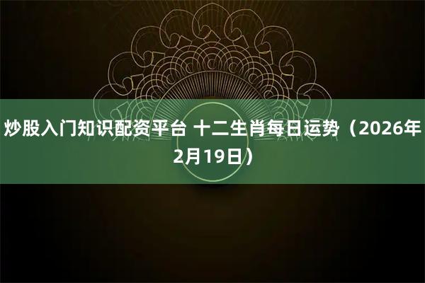 炒股入门知识配资平台 十二生肖每日运势（2026年2月19日）
